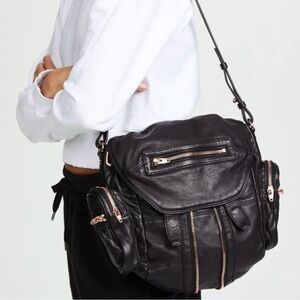 Alexander Wang Lambskin Marti Backpack Bag Washed Black Rhodium Hardware